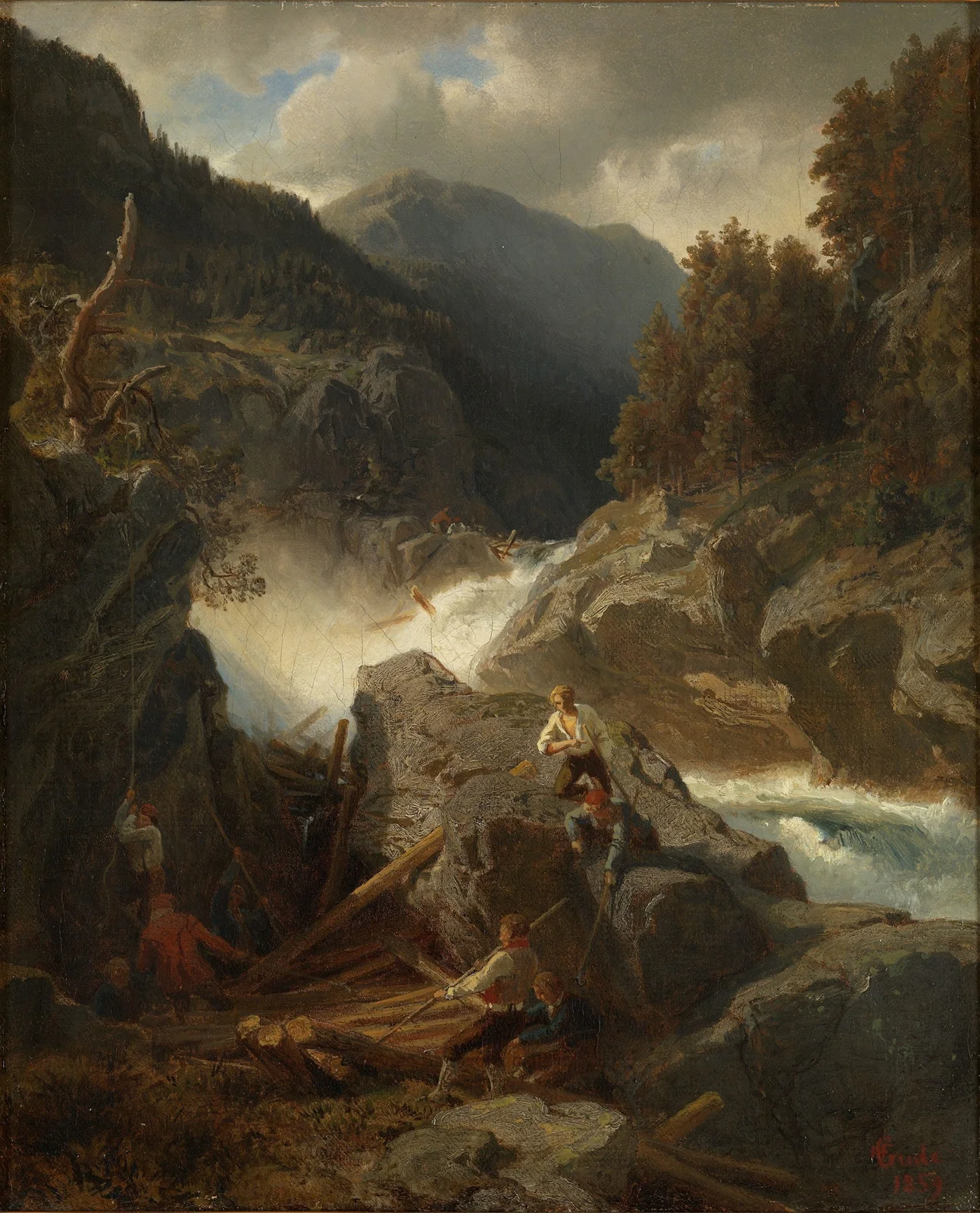 Waterfall in Hallingdal av Hans Gude