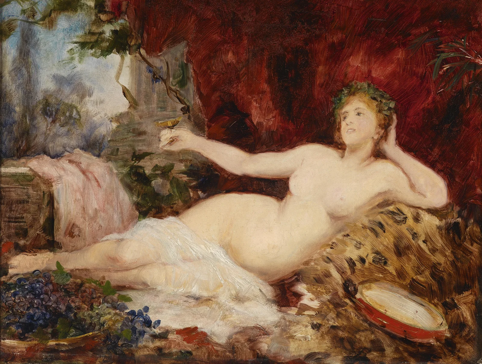 Ruhende Bacchantin av Hans Makart