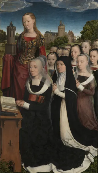 Barbara van Vlaenderbergh with her Daughters and Patron Saint av Hans Memling