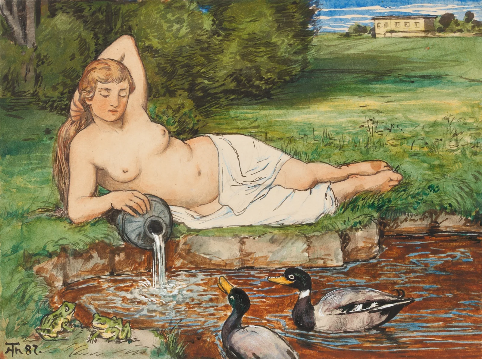 Nymph by a Brook av Hans Thoma