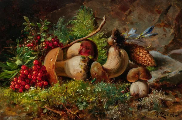 A Forest Floor with Porcini Mushrooms av Hans Zatzka