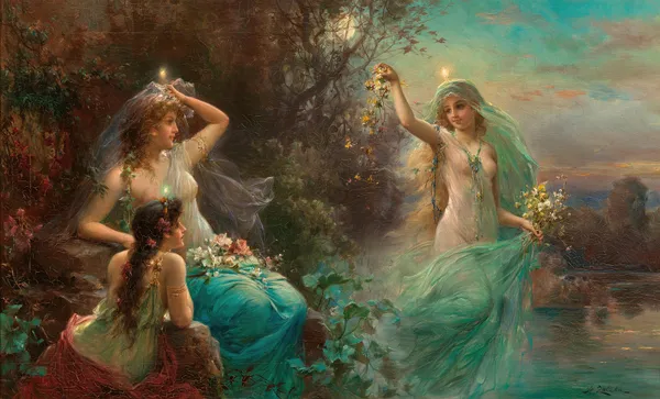 Nymphs at Dawn av Hans Zatzka