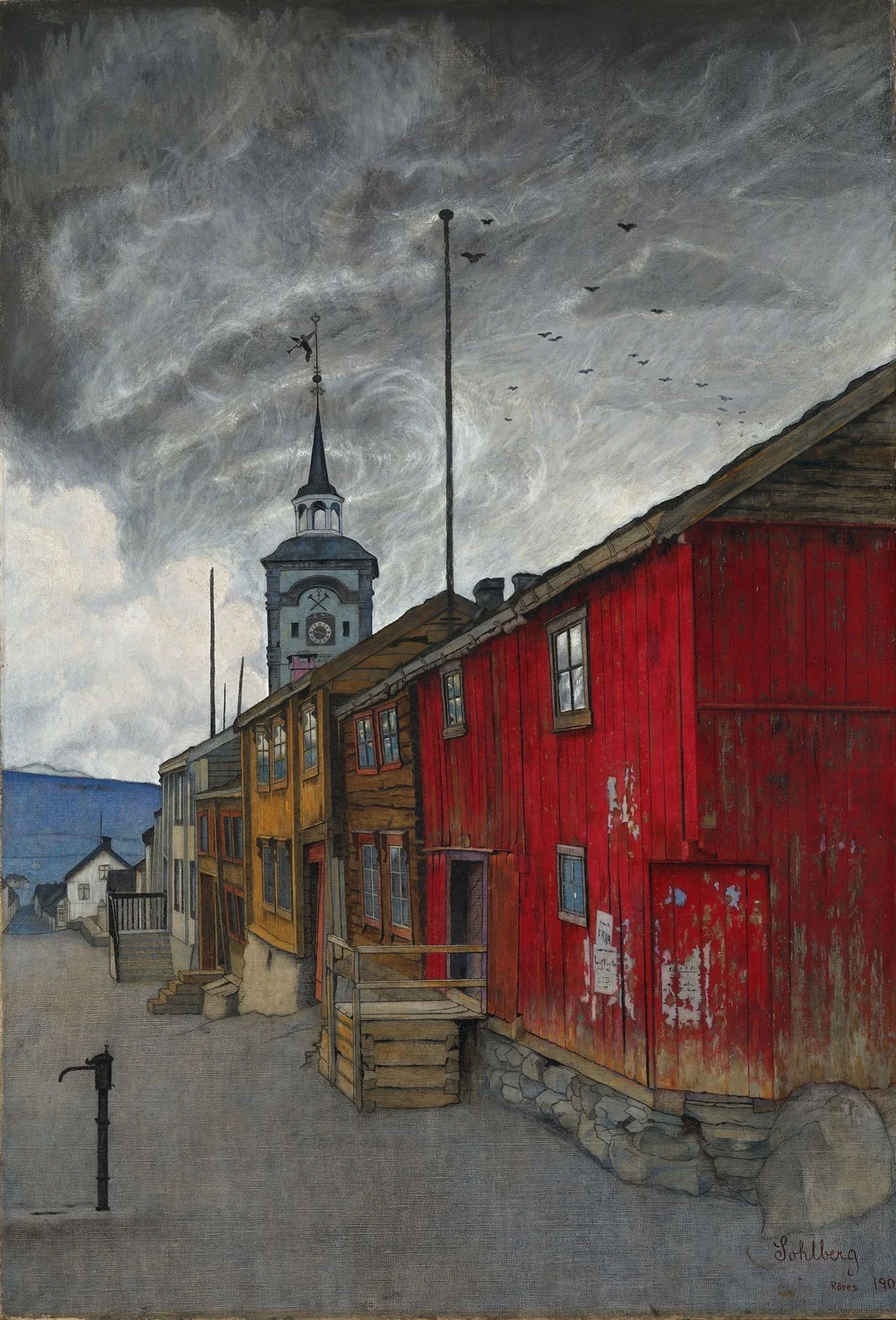 Street in Røros av Harald Sohlberg