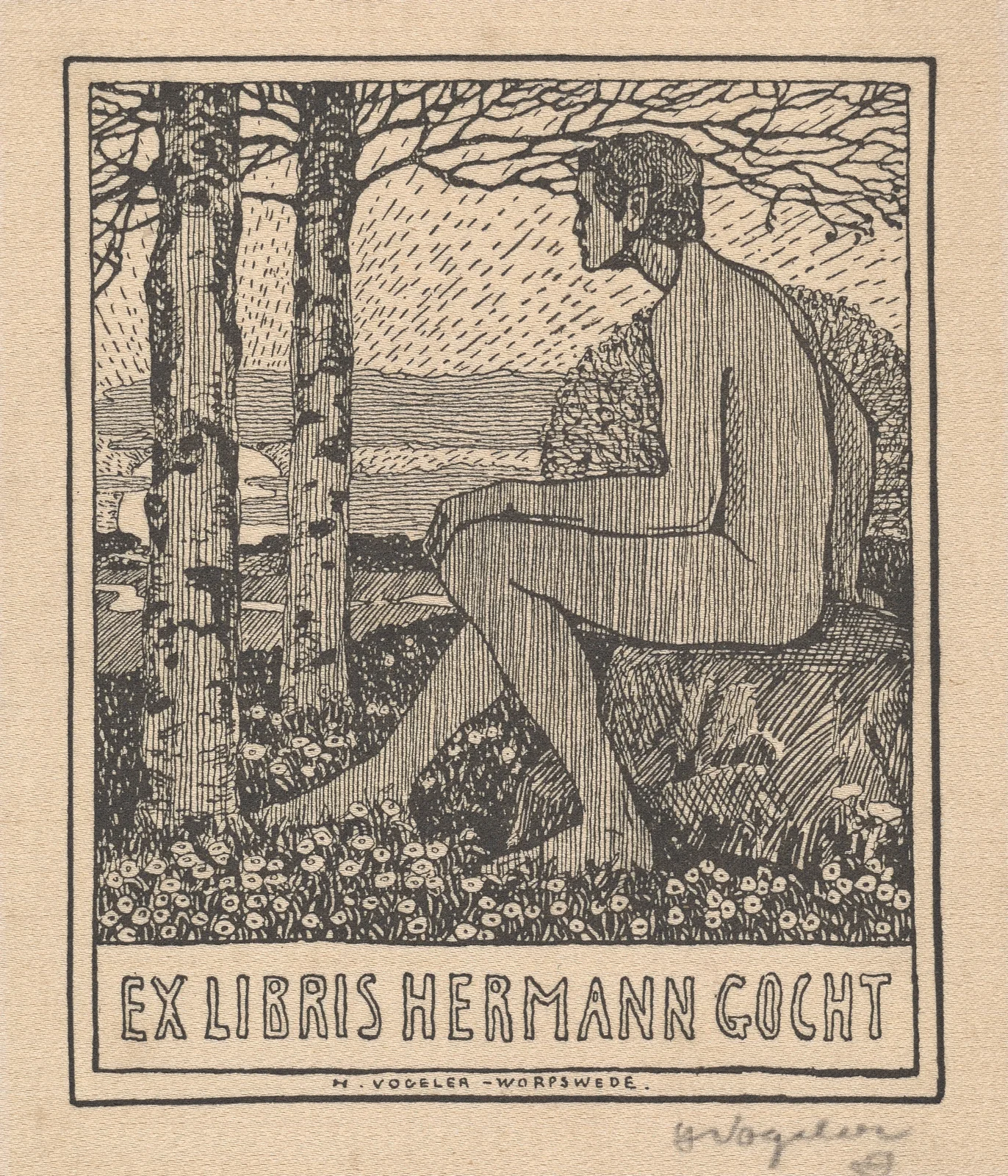 Ex Libris Hermann Gocht av Heinrich Vogeler