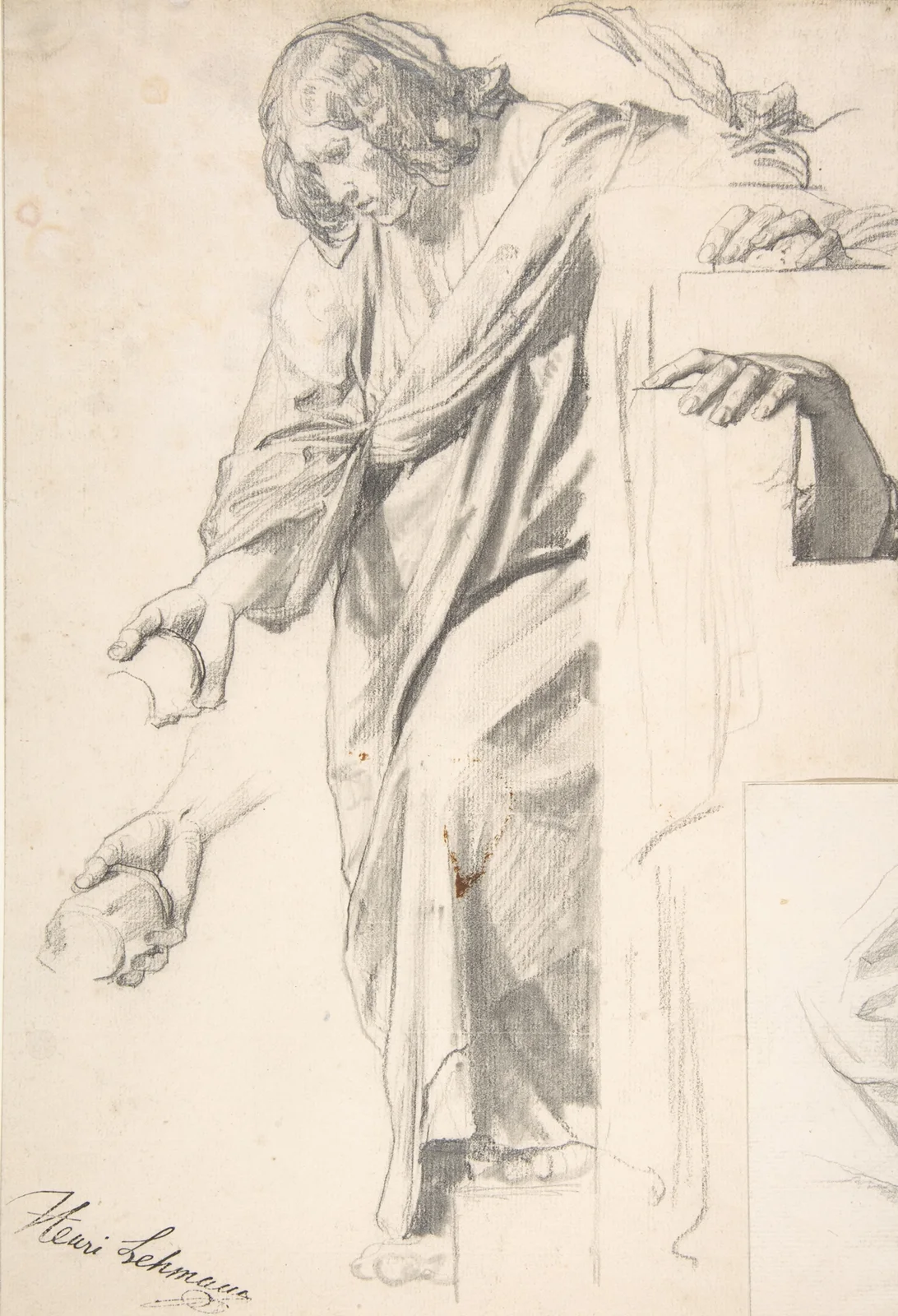 Standing Draped Female Figure av Henri Lehmann