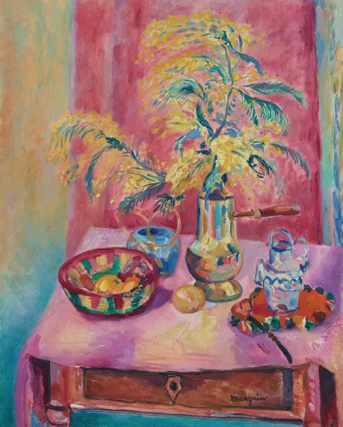 Mimosas dans la chocolatière av Henri Manguin