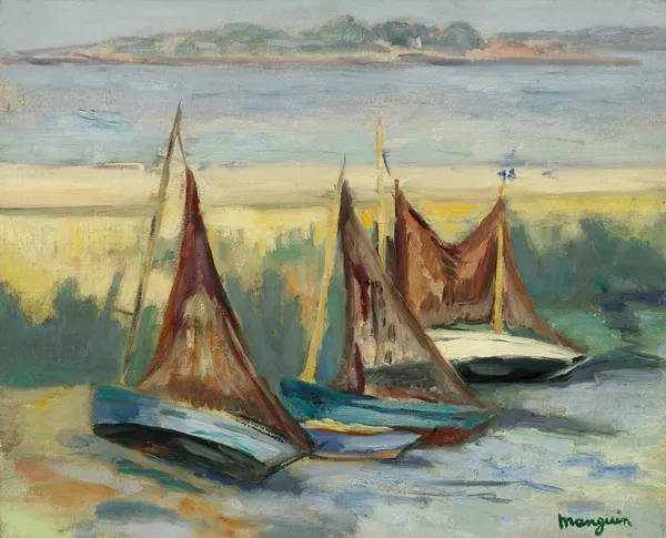 Voiliers à marée basse av Henri Manguin
