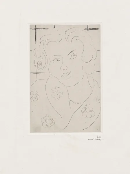 Buste, robe fleurie av Henri Matisse