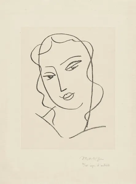 Etude pour la Vierge ‘Tête voilée’ – pour la Chapelle de Vence, 1950 – nr 5 av Henri Matisse