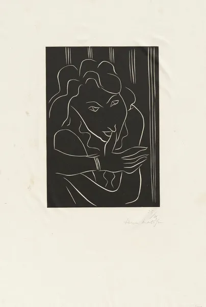 Femme le pouce sur les lèvres av Henri Matisse