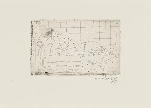 Figure allongée sur un lit d’acajou av Henri Matisse