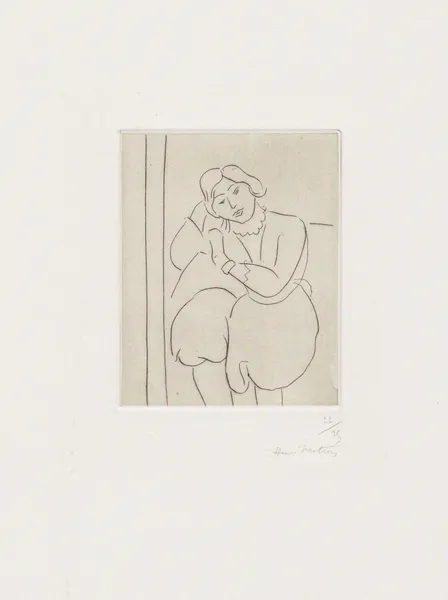 Figure assise, la tête appuyée sur la main droite av Henri Matisse