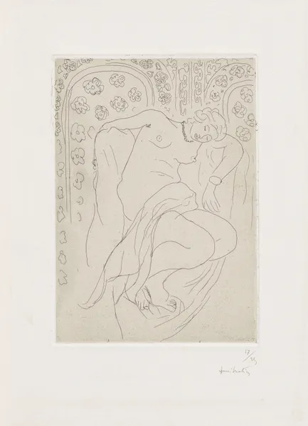 Figure endormie sur fond moucharabieh av Henri Matisse