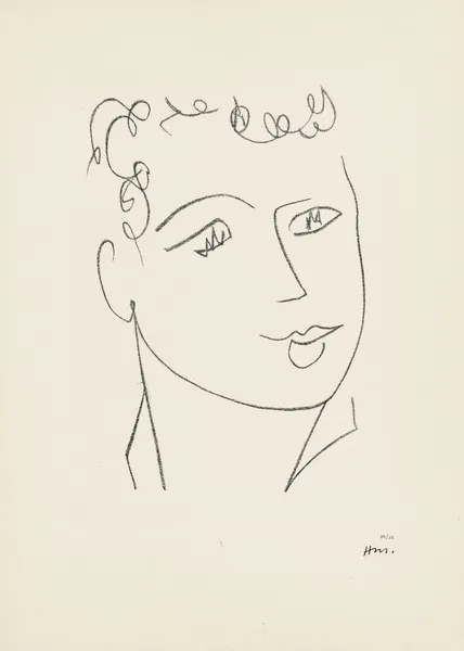 Jeune étudiante – suite d’études pour ‘Echos’, 1952 – nr 2 av Henri Matisse