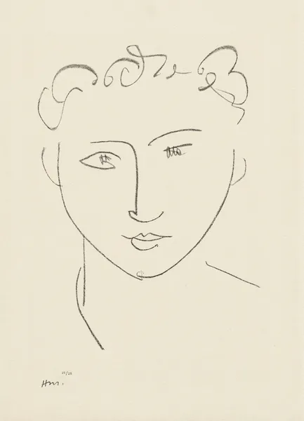 Jeune étudiante – suite d’études pour ‘Echos’, 1952 – nr 3 av Henri Matisse