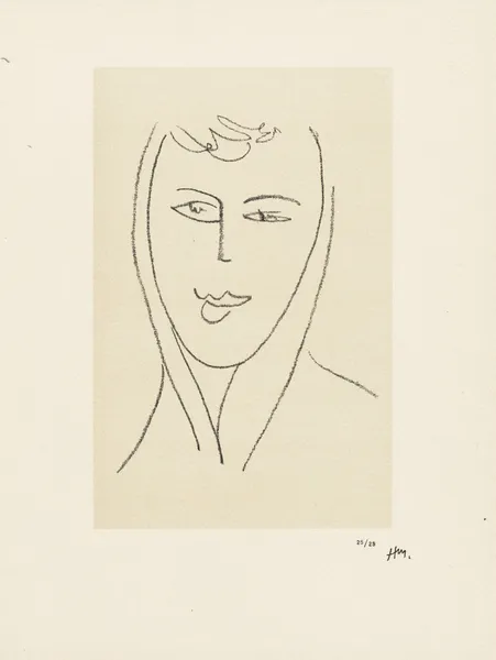 Jeune femme au foulard – suite d’études pour ‘Echos’, 1952 – nr 2 av Henri Matisse