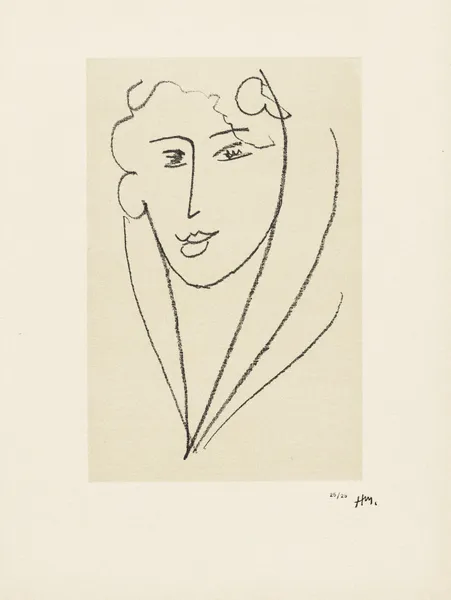 Jeune femme au foulard – suite d’études pour ‘Echos’, 1952 – nr 5 av Henri Matisse