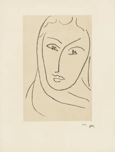Jeune femme au foulard – suite d’études pour ‘Echos’, 1952 – nr 1 av Henri Matisse