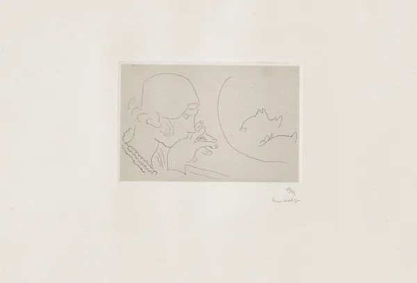 Jeune femme contemplant un bocal de poissons rouges av Henri Matisse