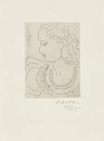 Jeune femme de profil, blouse en dentelle av Henri Matisse
