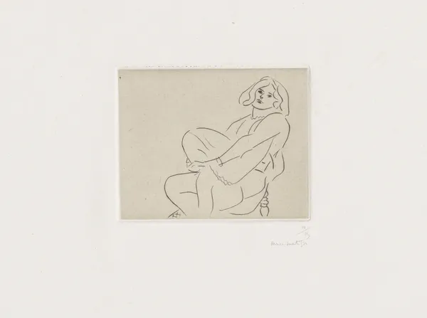 Jeune femme enserrant son genou gauche av Henri Matisse