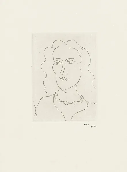 Jeune femme, visage de trois-quarts, 1946 av Henri Matisse