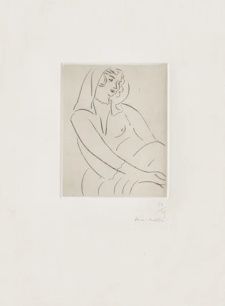 Jeune femme, voile sur la tête av Henri Matisse