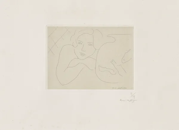 Jeune fille rêvant près d’un bocal de poissons av Henri Matisse