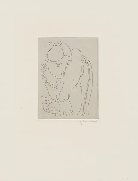 Jeune fille s’appuyant sur le dossier d’une chaise av Henri Matisse