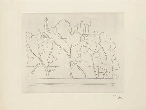 Notre-Dame à travers les arbres av Henri Matisse