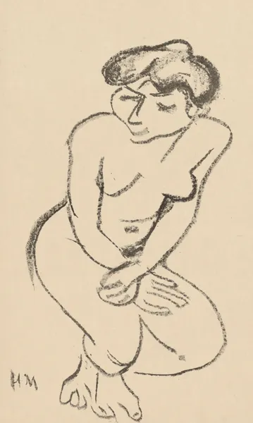 Nu accroupi les yeux baissés av Henri Matisse