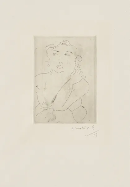 Nu assis, bras gauche replié vers la nuque av Henri Matisse