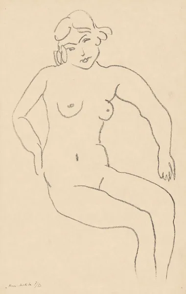 Nu assis, chevelure claire av Henri Matisse