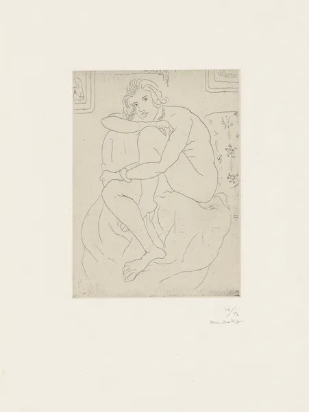 Nu assis, mains aux genoux av Henri Matisse