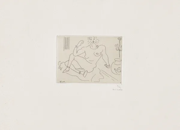 Nu assis sur le sol, un coude posé sur la jambe av Henri Matisse