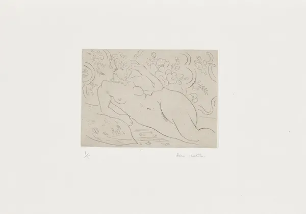 Nu, intérieur fleuri av Henri Matisse