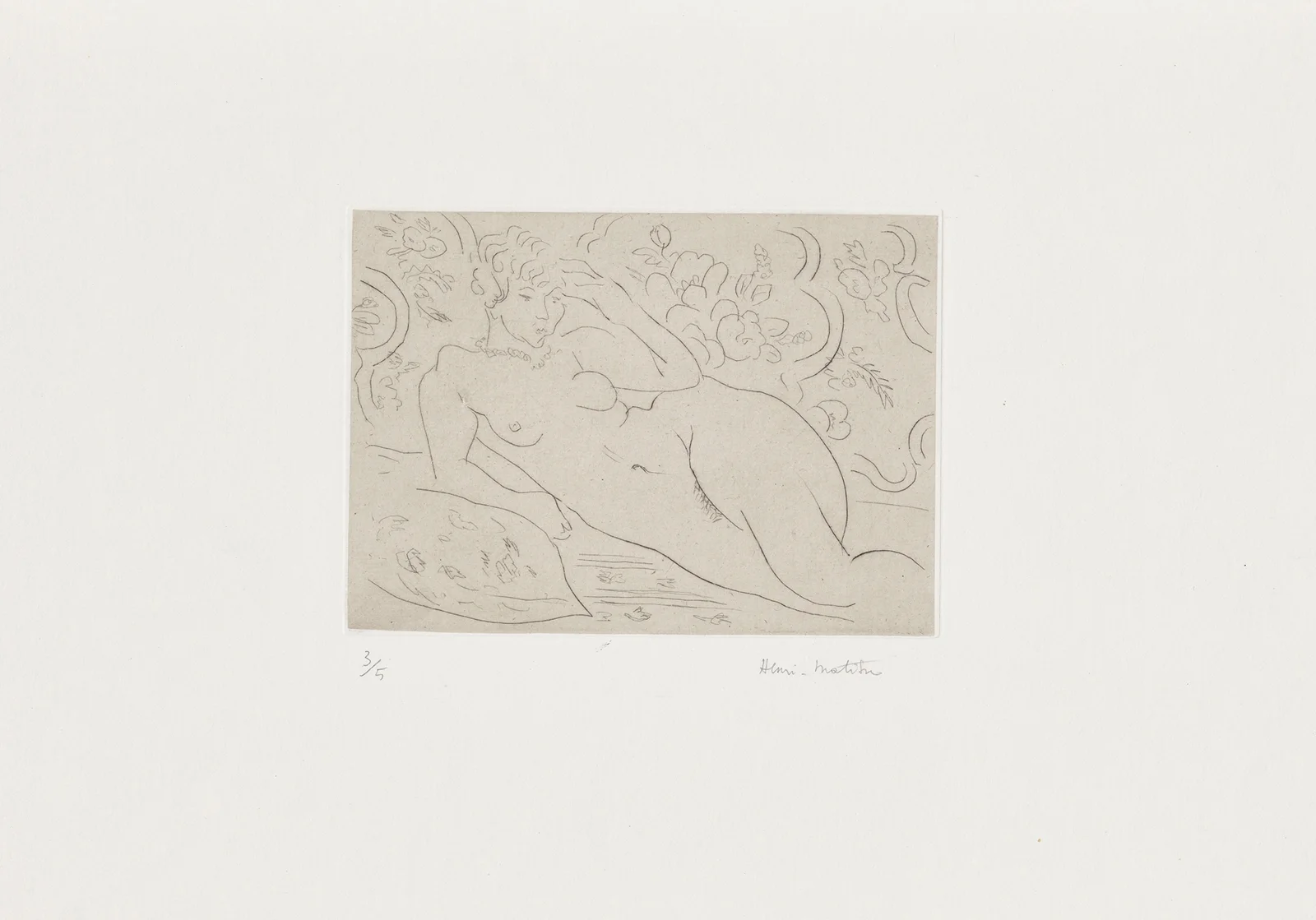Nu, intérieur fleuri av Henri Matisse