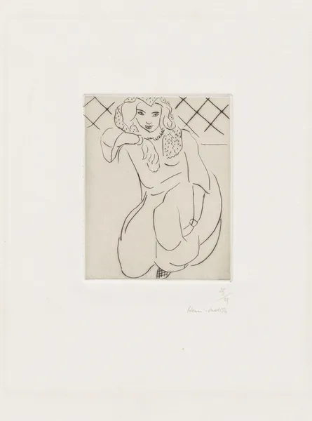 Orientale accroupie, voile sur la tête av Henri Matisse