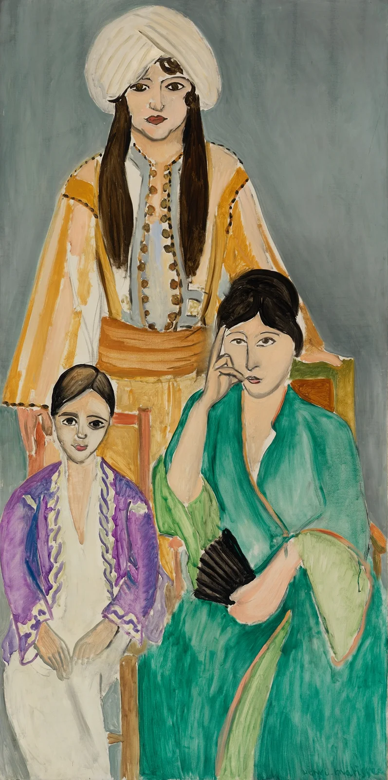 Three Sisters with Grey Background (Les Trois soeurs sur fond gris) av Henri Matisse