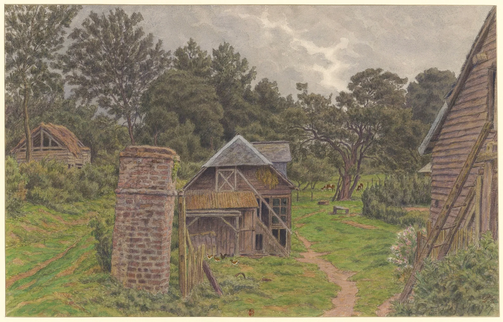 Auffay (entrée de ferme à Auffay) av Henri Rivière