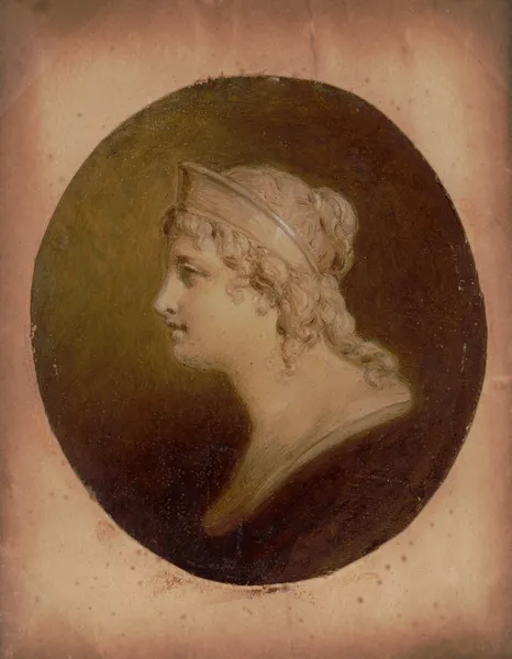 Original study in oil of head of Columbia designed for U.S. coins av Henry Inman