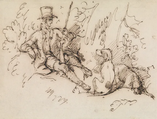 Sportsman and Two Dogs av Sir Edwin Henry Landseer