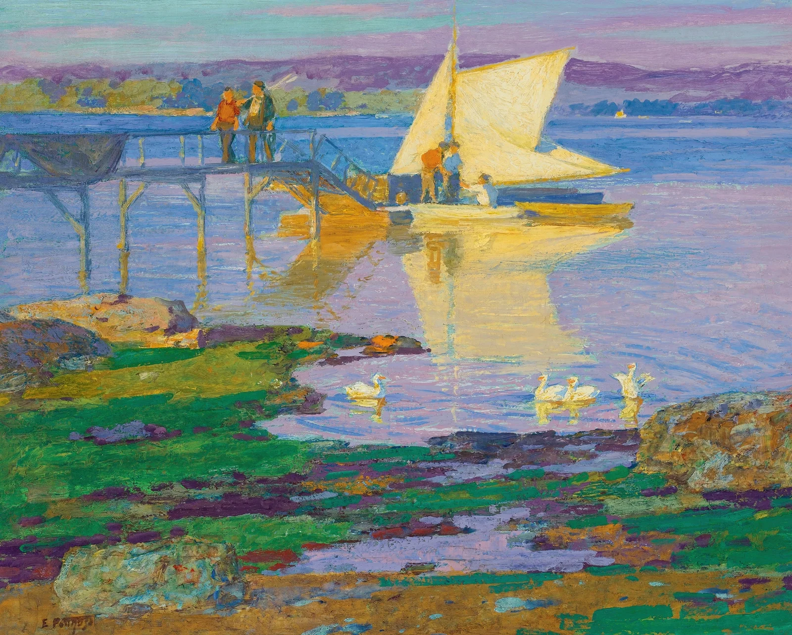 Boat At Dock av Edward Henry Potthast