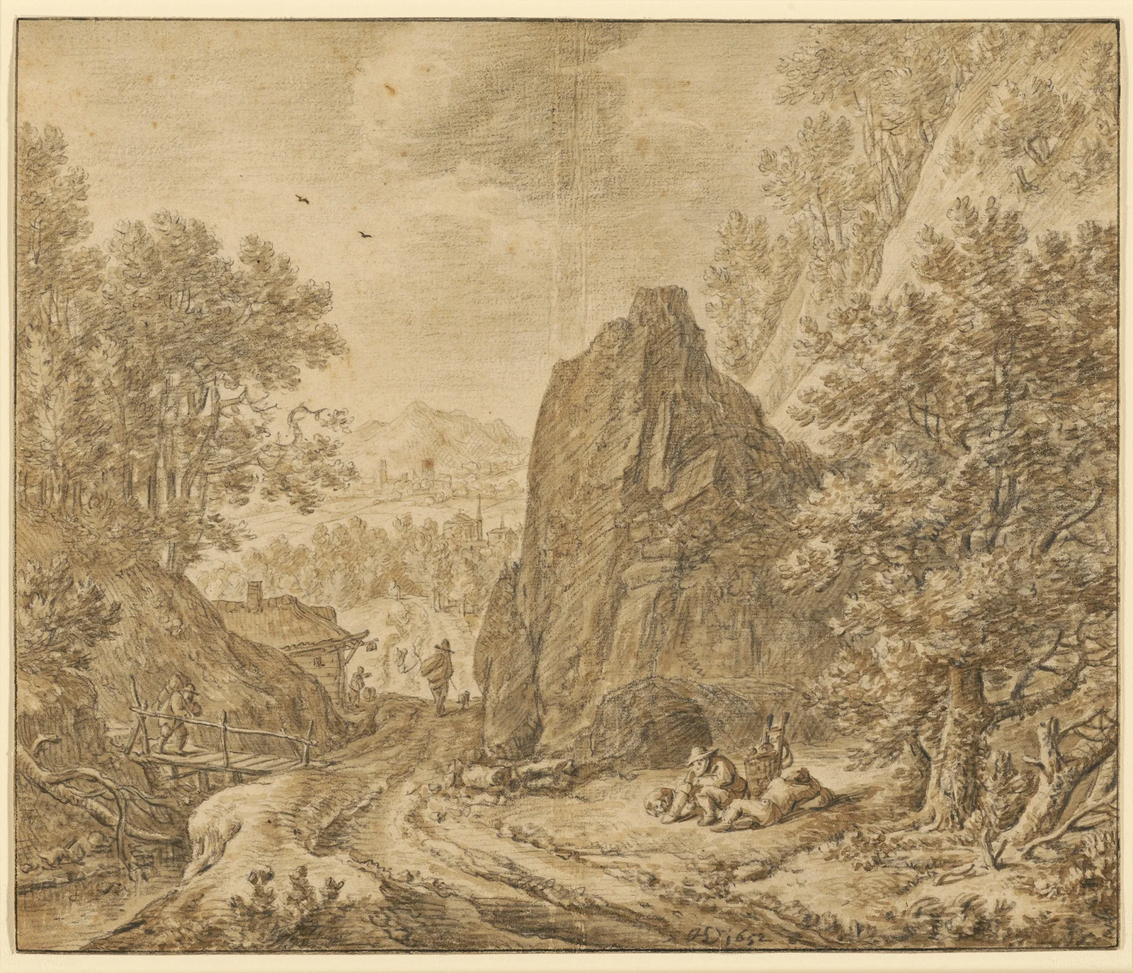 Mountain Landscape with Figures av Herman Saftleven