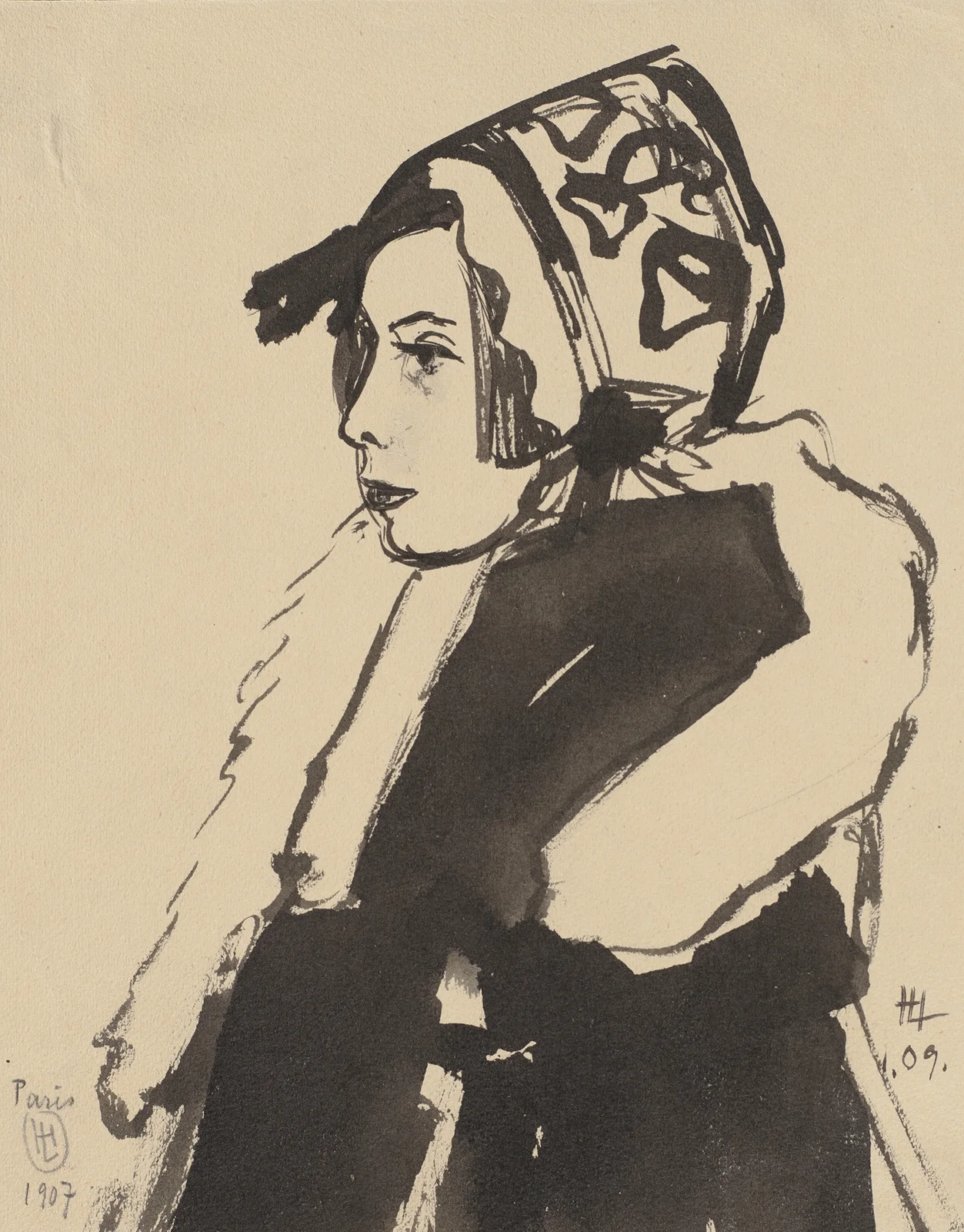 Mädchen mit Mütze und Schal av Hermann Lismann