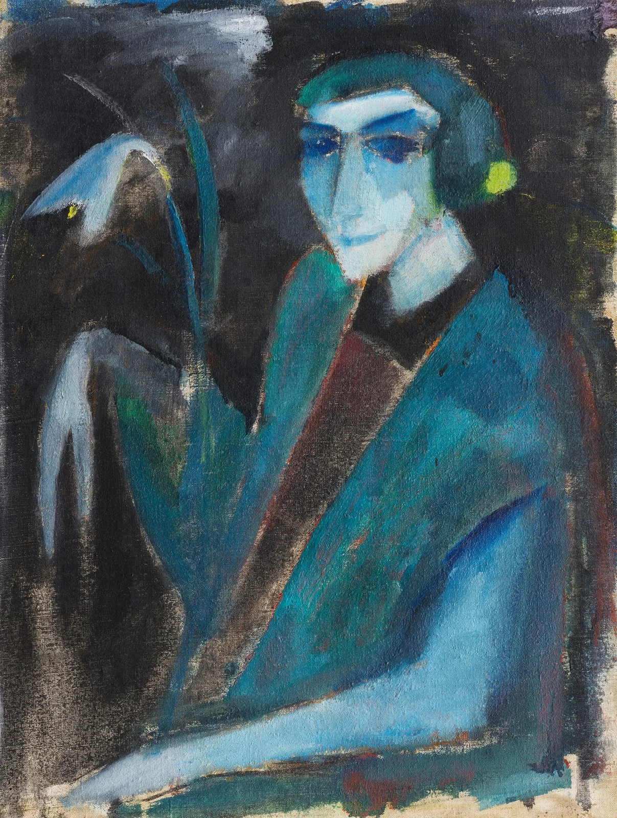 Damenbildnis mit Lilie av Hermann Stenner