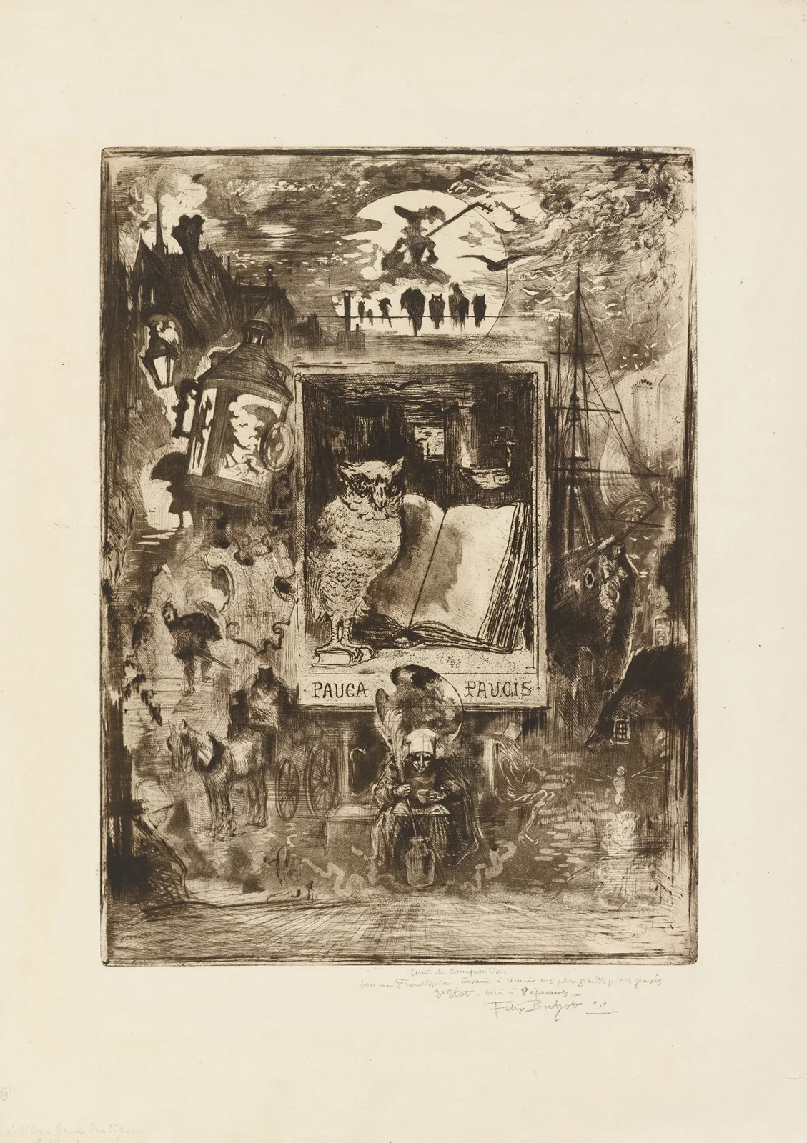 The Owl, 1883 – nr 1 av Félix Hilaire Buhot