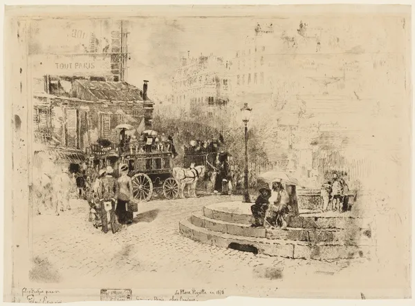 The Place Pigalle in 1878 av Félix Hilaire Buhot