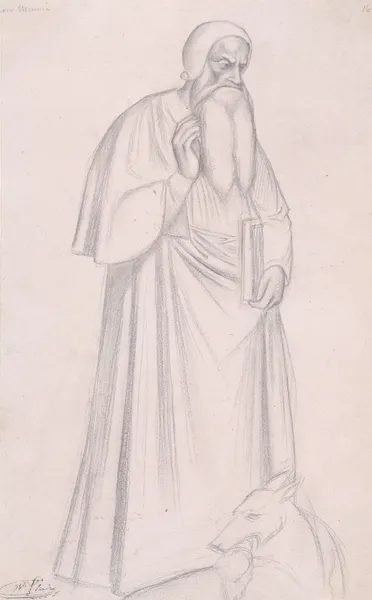 Figure Study after Andrea di Bonaiuto, S. Maria Novella, Florence av Jean-Hippolyte Flandrin