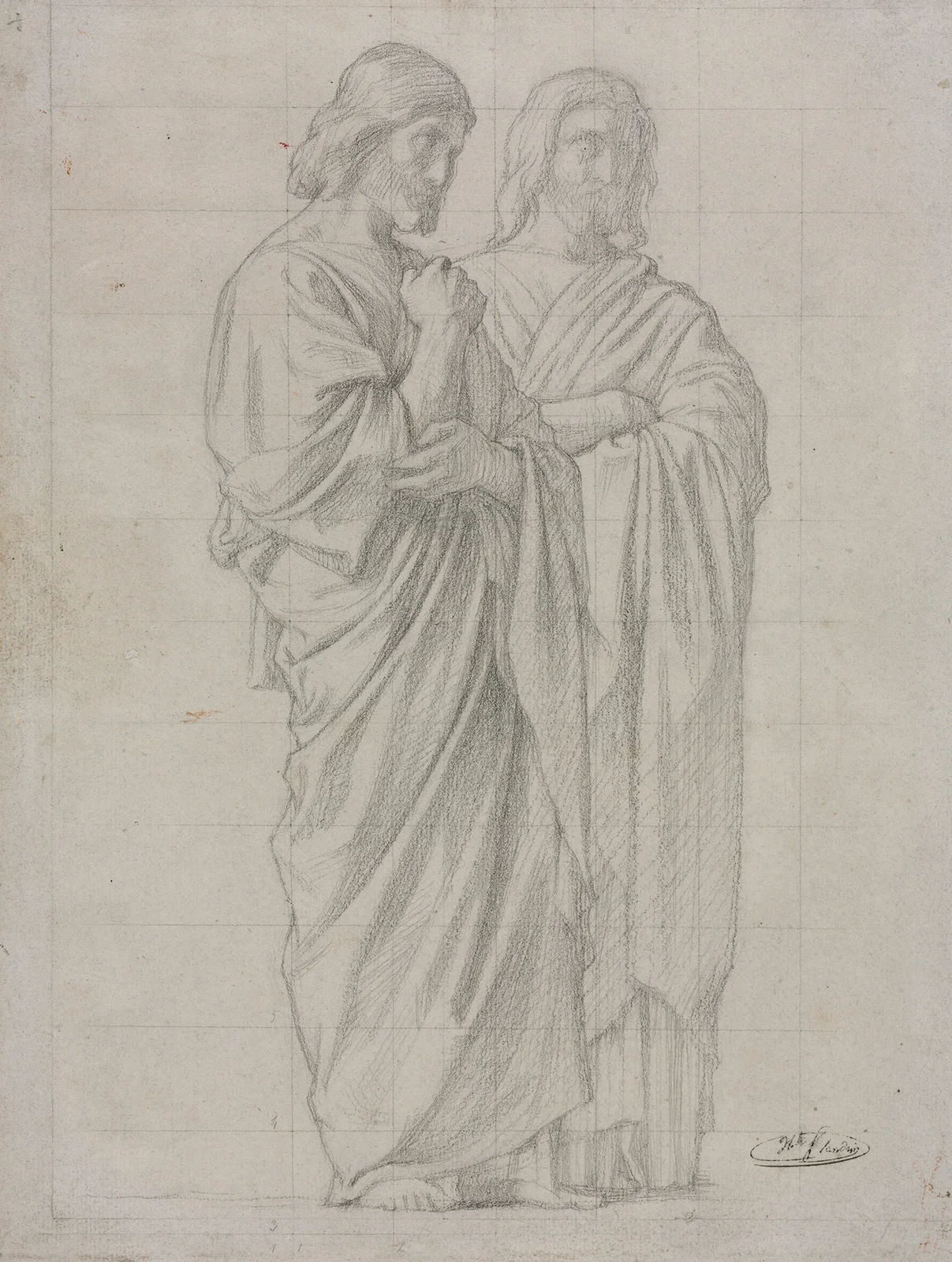 Two Standing Figures (Study for the Left Section of The Mission of the Apostles) av Jean-Hippolyte Flandrin
